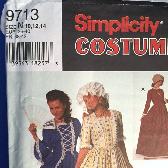 Simplicity Costume Pattern #9713 Puritan and 18th 19th Century Costumes - Picture 2 of 6
